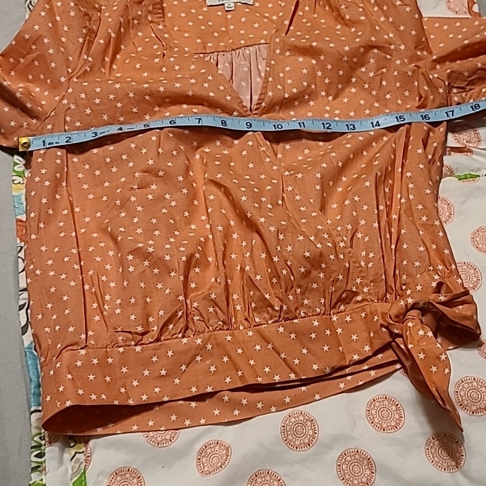 Madewell Chic Stylish 100% cotton women's wrap top, star print & white XS - Picture 8 of 11